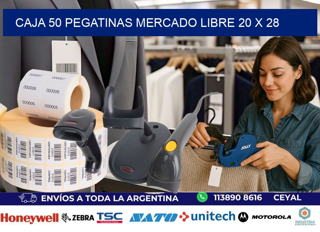 CAJA 50 PEGATINAS MERCADO LIBRE 20 x 28