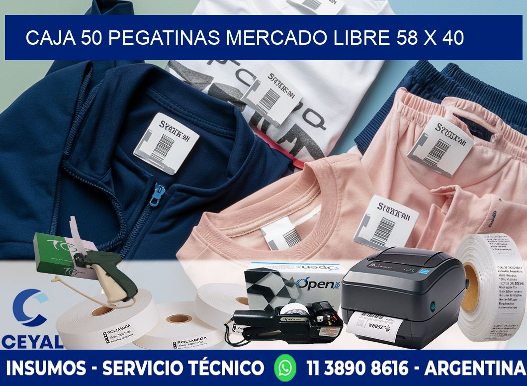 CAJA 50 PEGATINAS MERCADO LIBRE 58 x 40