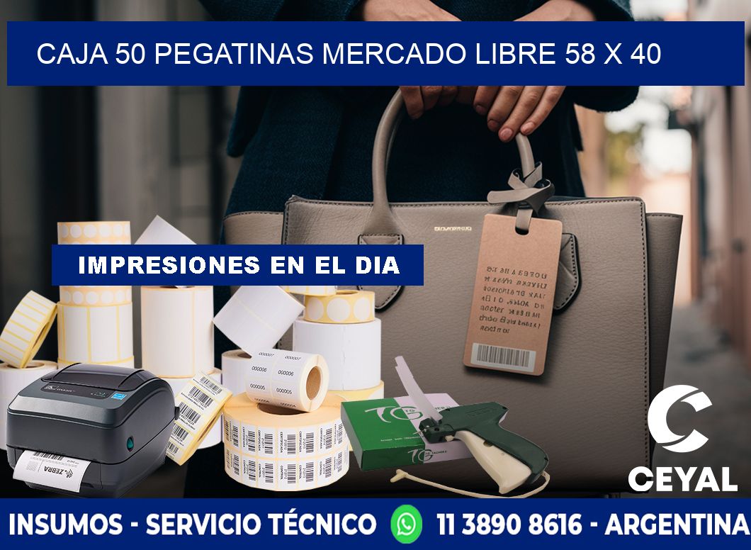 CAJA 50 PEGATINAS MERCADO LIBRE 58 x 40
