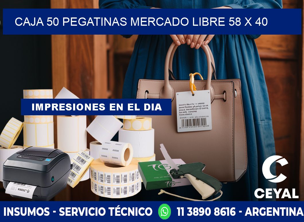 CAJA 50 PEGATINAS MERCADO LIBRE 58 x 40