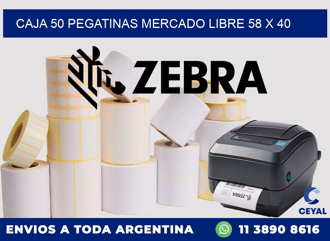 CAJA 50 PEGATINAS MERCADO LIBRE 58 x 40