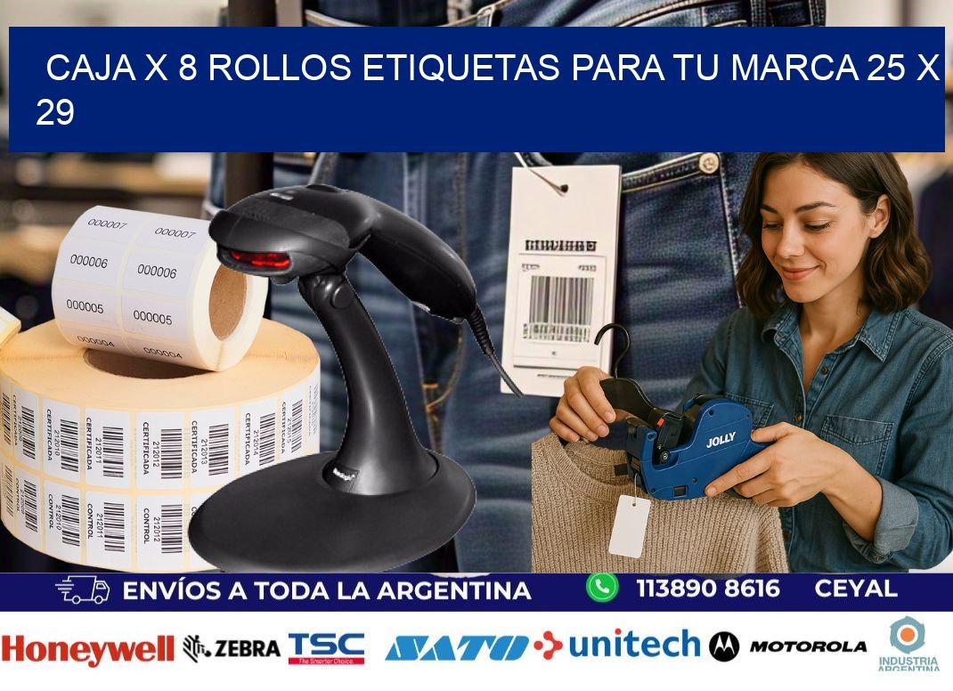 Caja X 8 Rollos Etiquetas para tu marca 25 x 29