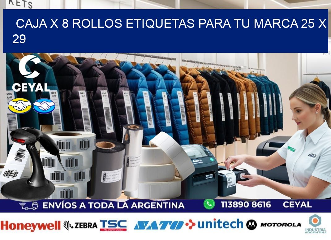 Caja X 8 Rollos Etiquetas para tu marca 25 x 29