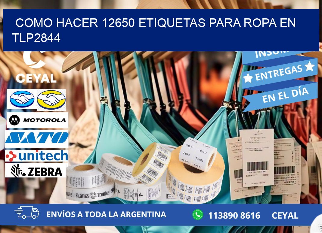 Como hacer 12650 etiquetas para ropa en tlp2844