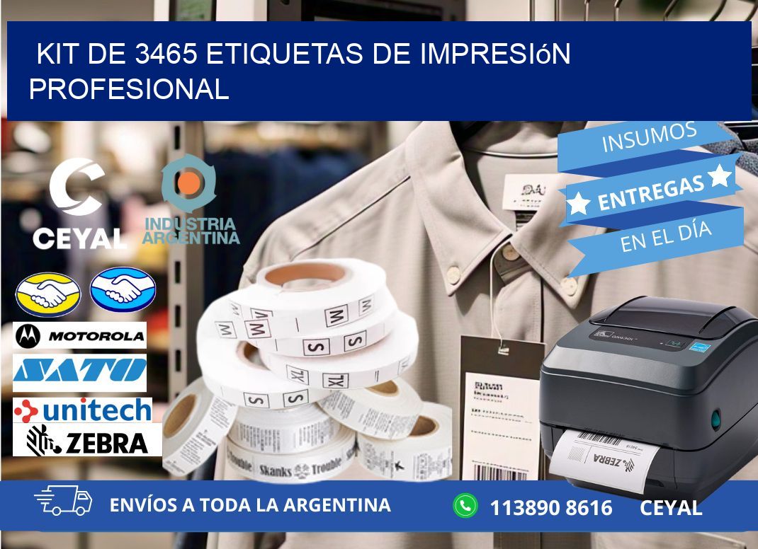 Kit de 3465 etiquetas de impresión profesional