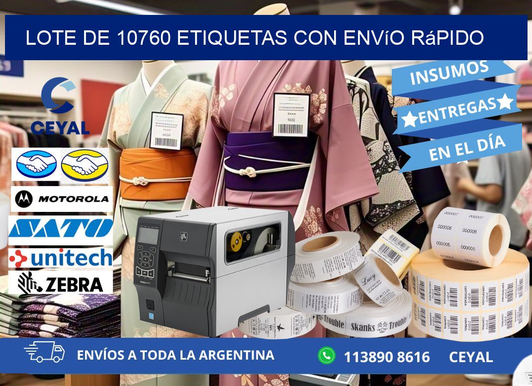 Lote de 10760 etiquetas con envío rápido