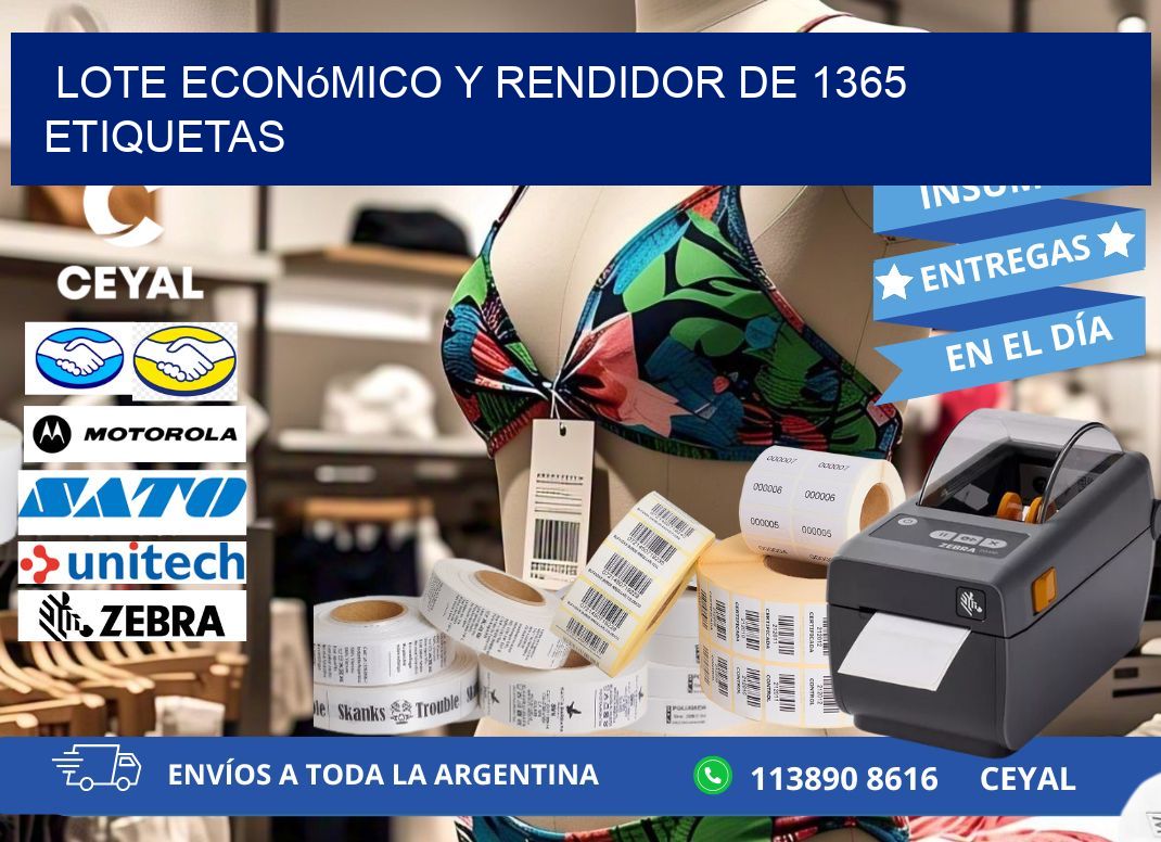 Lote económico y rendidor de 1365 etiquetas