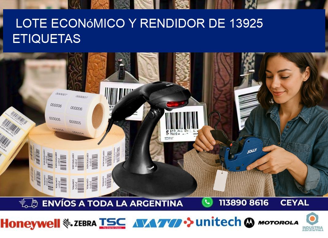 Lote económico y rendidor de 13925 etiquetas