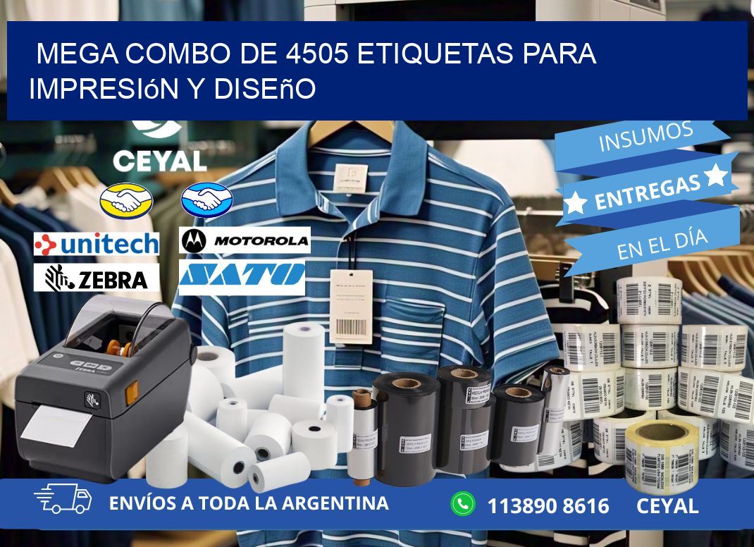 Mega combo de 4505 etiquetas para impresión y diseño