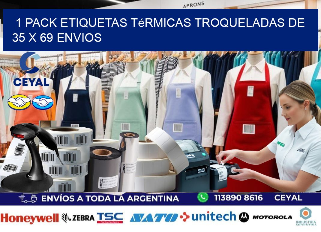1 Pack etiquetas Térmicas Troqueladas De 35 x 69 ENVIOS