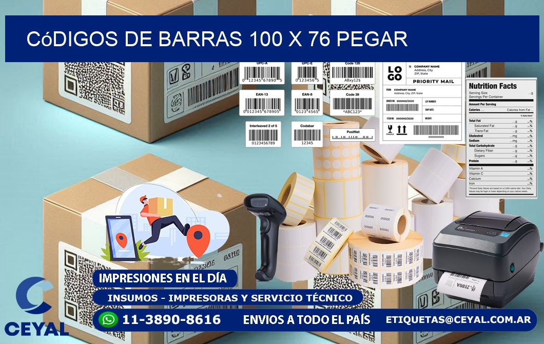 Códigos de Barras 100 x 76 pegar