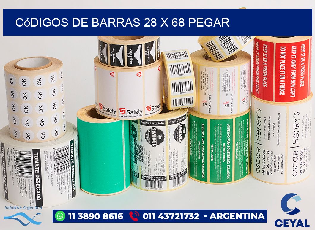 Códigos de Barras 28 x 68 pegar