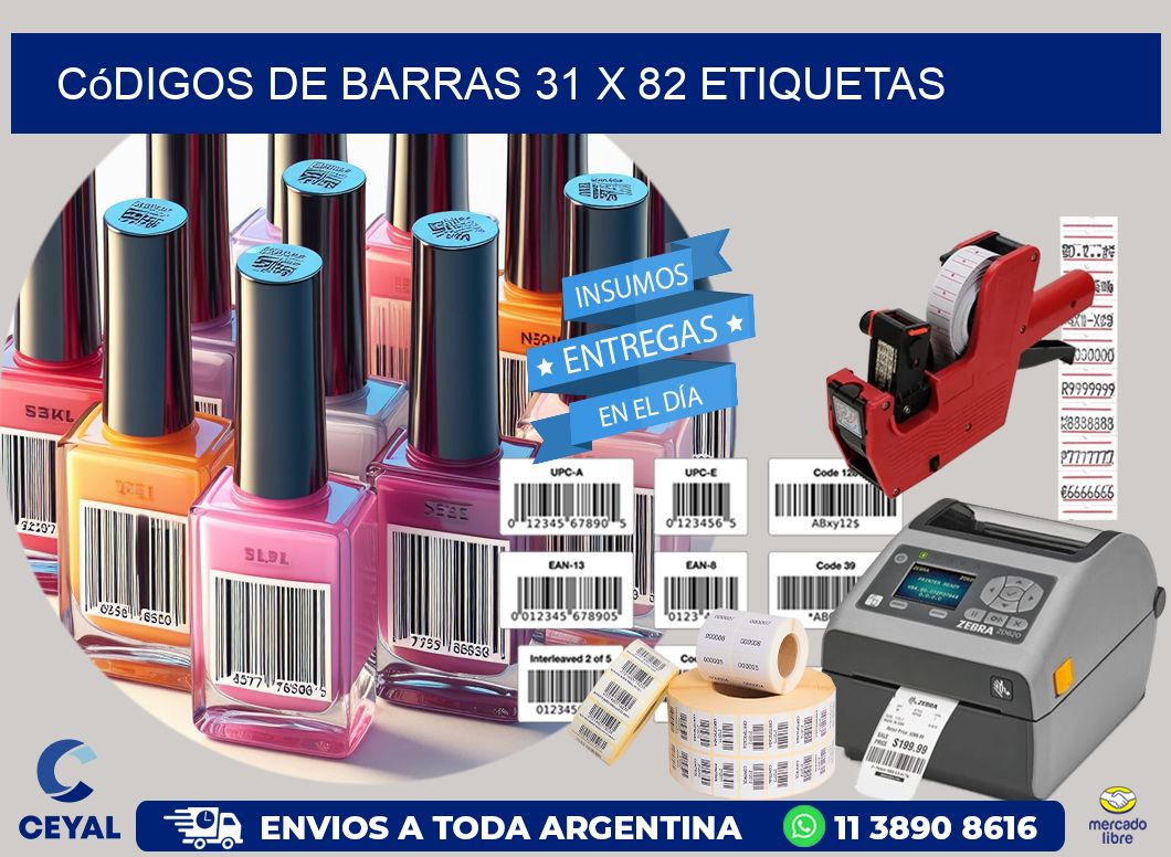 Códigos de Barras 31 x 82 etiquetas