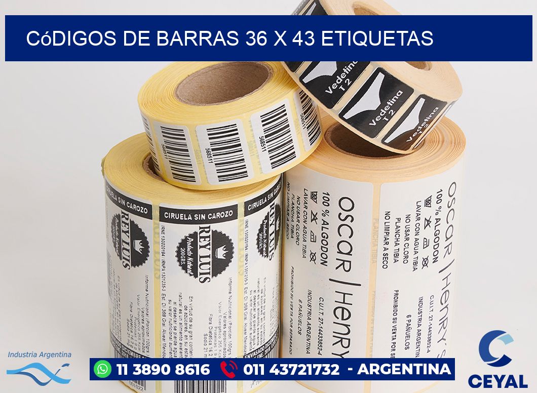 Códigos de Barras 36 x 43 etiquetas