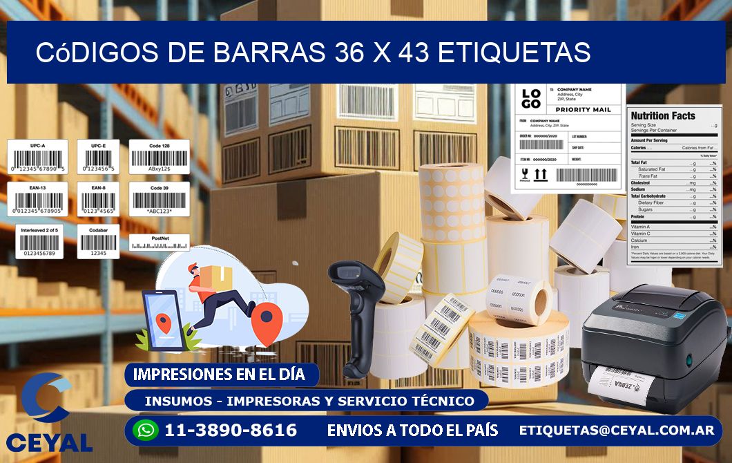 Códigos de Barras 36 x 43 etiquetas