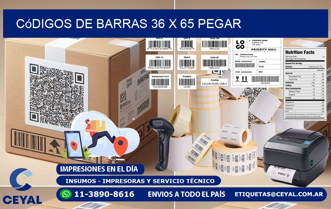 Códigos de Barras 36 x 65 pegar