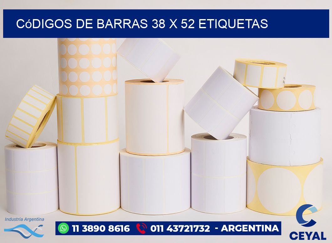 Códigos de Barras 38 x 52 etiquetas