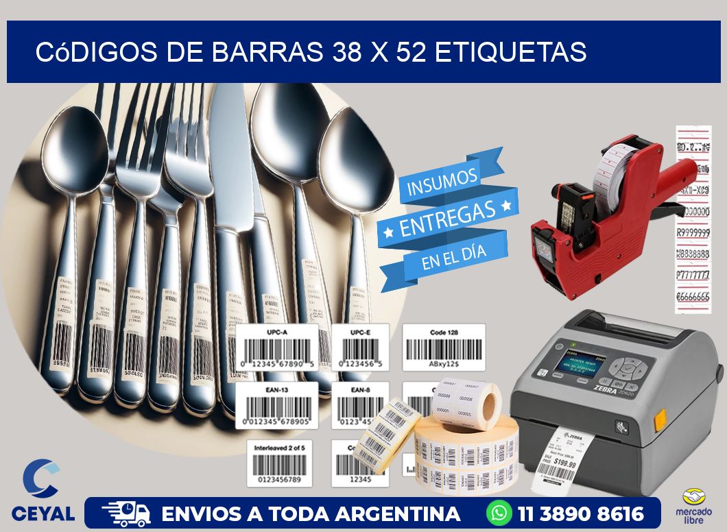 Códigos de Barras 38 x 52 etiquetas