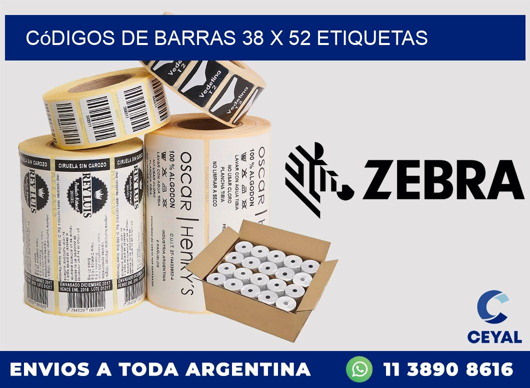 Códigos de Barras 38 x 52 etiquetas