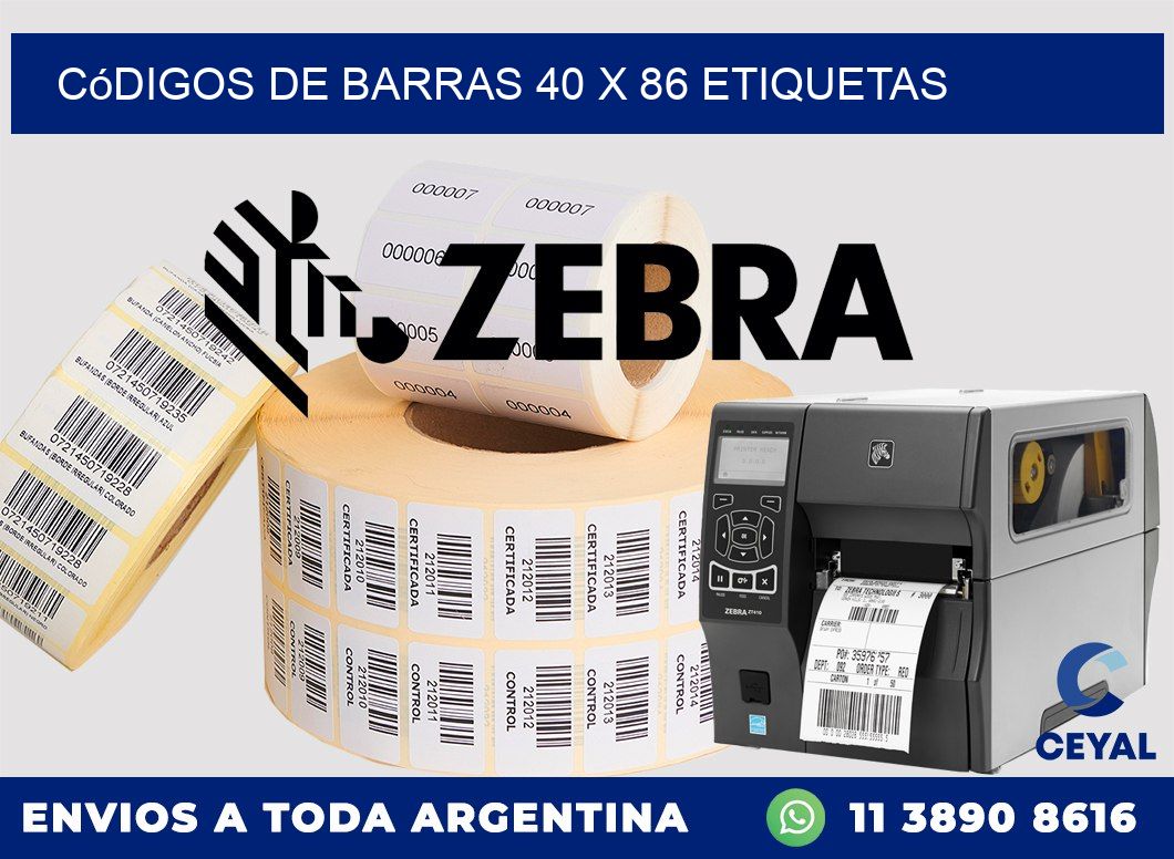 Códigos de Barras 40 x 86 etiquetas
