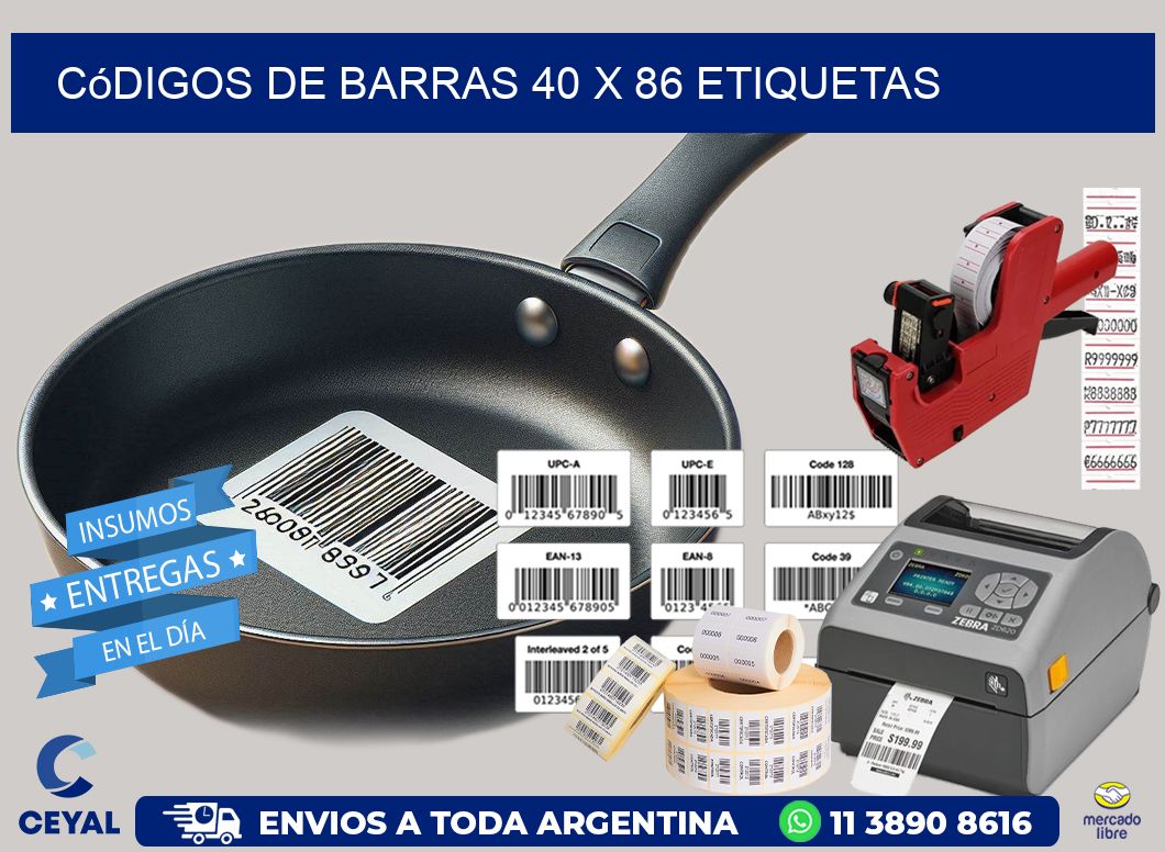 Códigos de Barras 40 x 86 etiquetas
