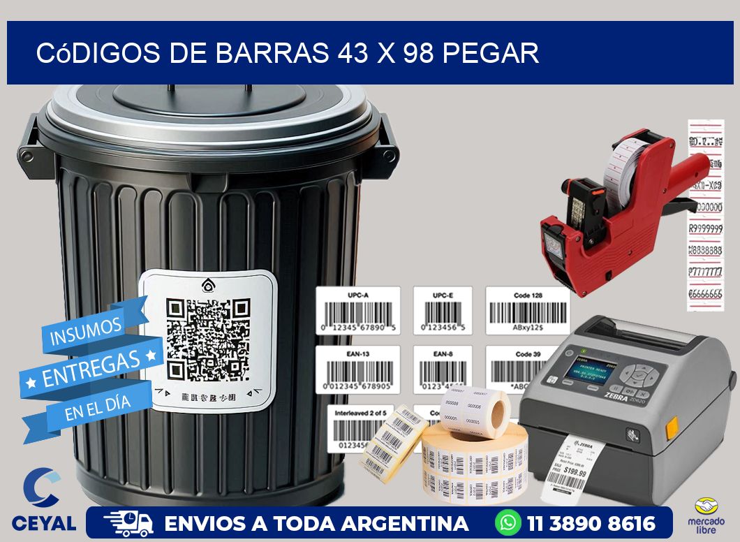 Códigos de Barras 43 x 98 pegar