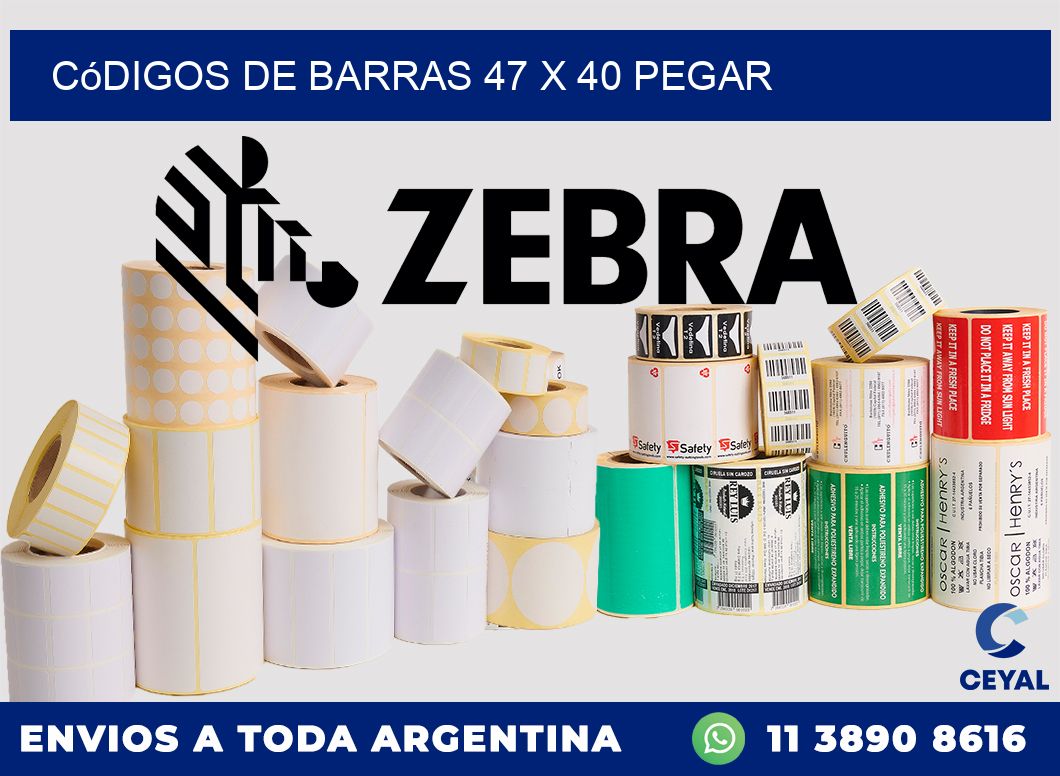 Códigos de Barras 47 x 40 pegar