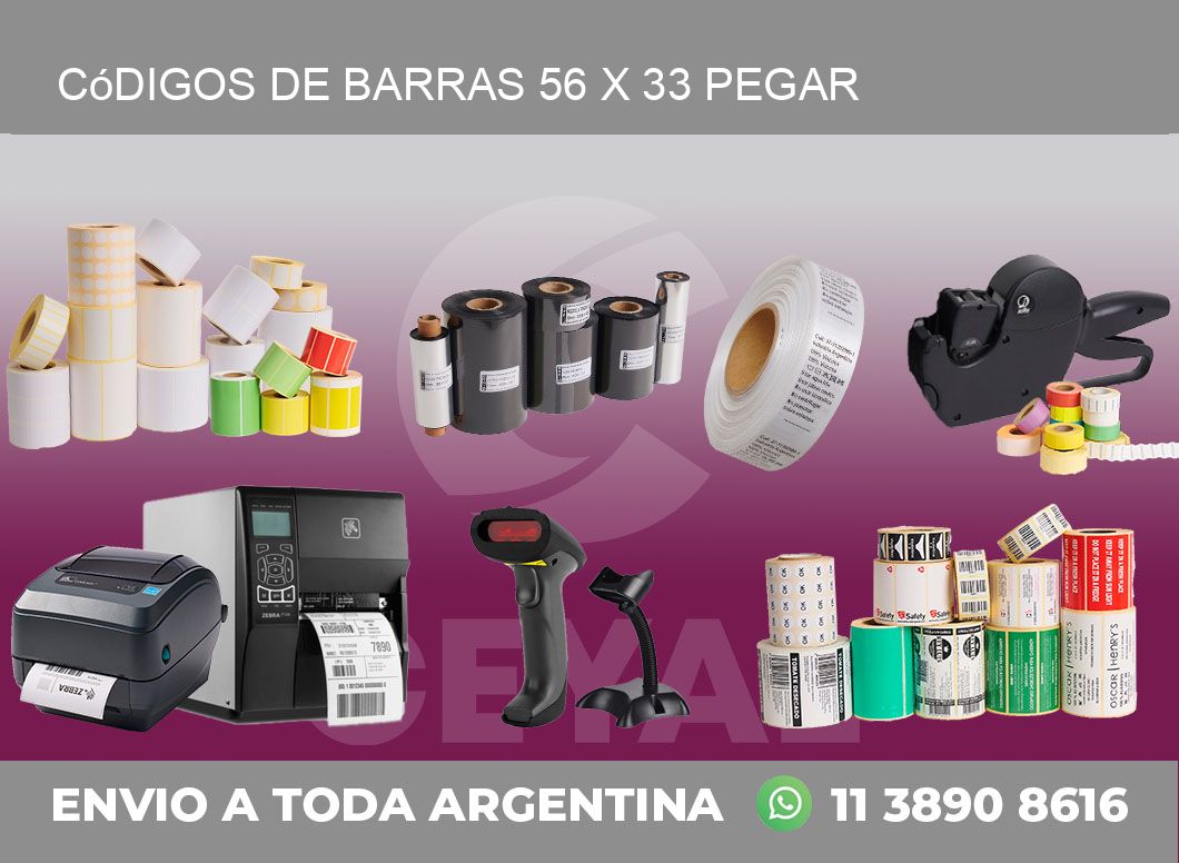 Códigos de Barras 56 x 33 pegar