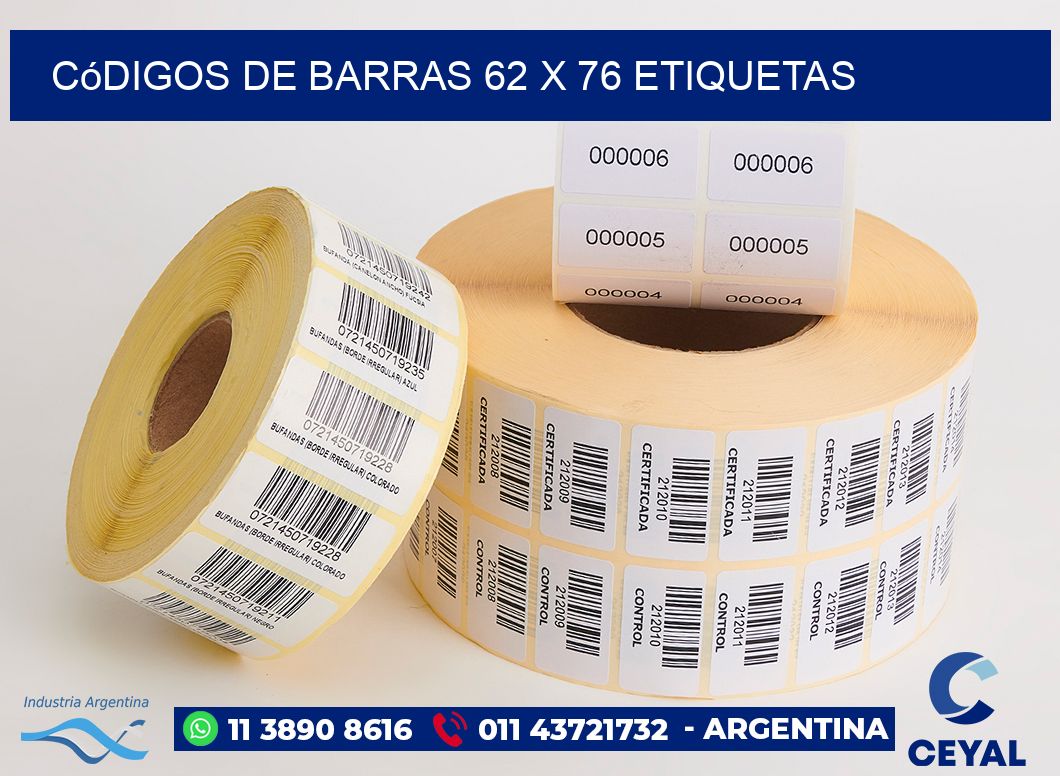 Códigos de Barras 62 x 76 etiquetas