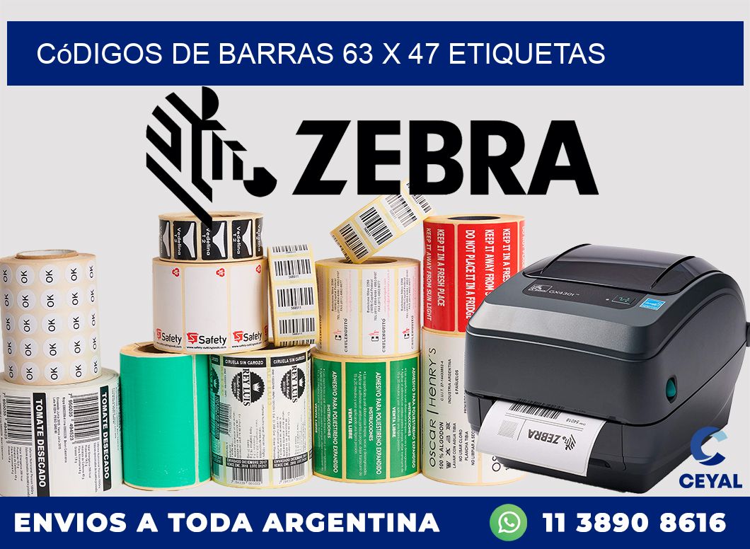 Códigos de Barras 63 x 47 etiquetas