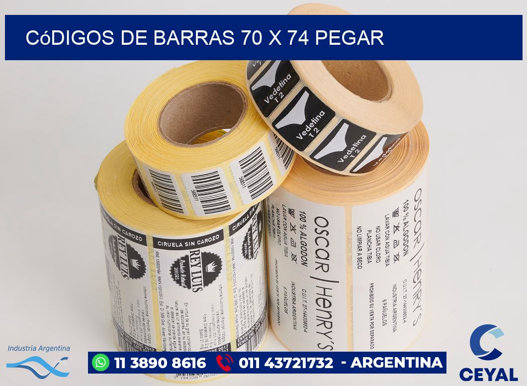 Códigos de Barras 70 x 74 pegar