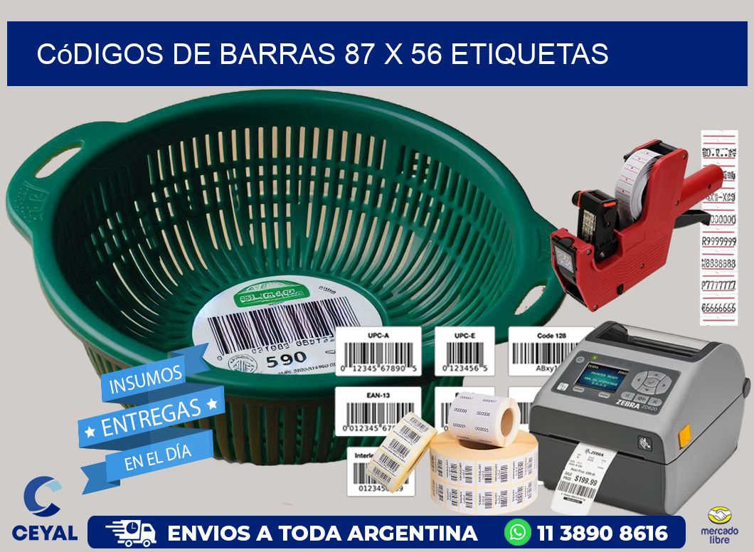 Códigos de Barras 87 x 56 etiquetas