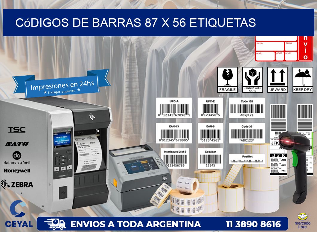 Códigos de Barras 87 x 56 etiquetas