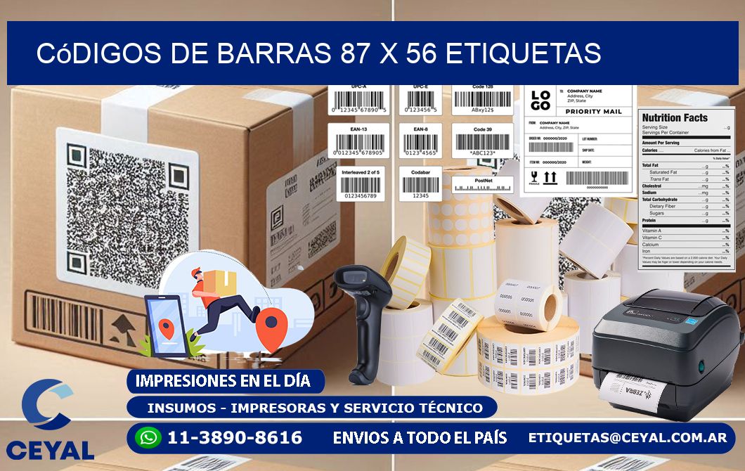 Códigos de Barras 87 x 56 etiquetas