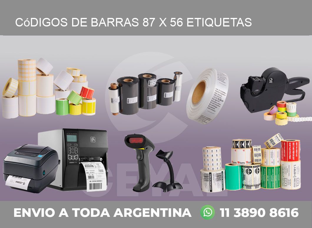 Códigos de Barras 87 x 56 etiquetas