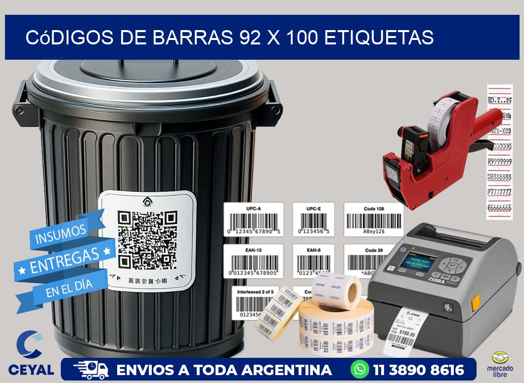 Códigos de Barras 92 x 100 etiquetas