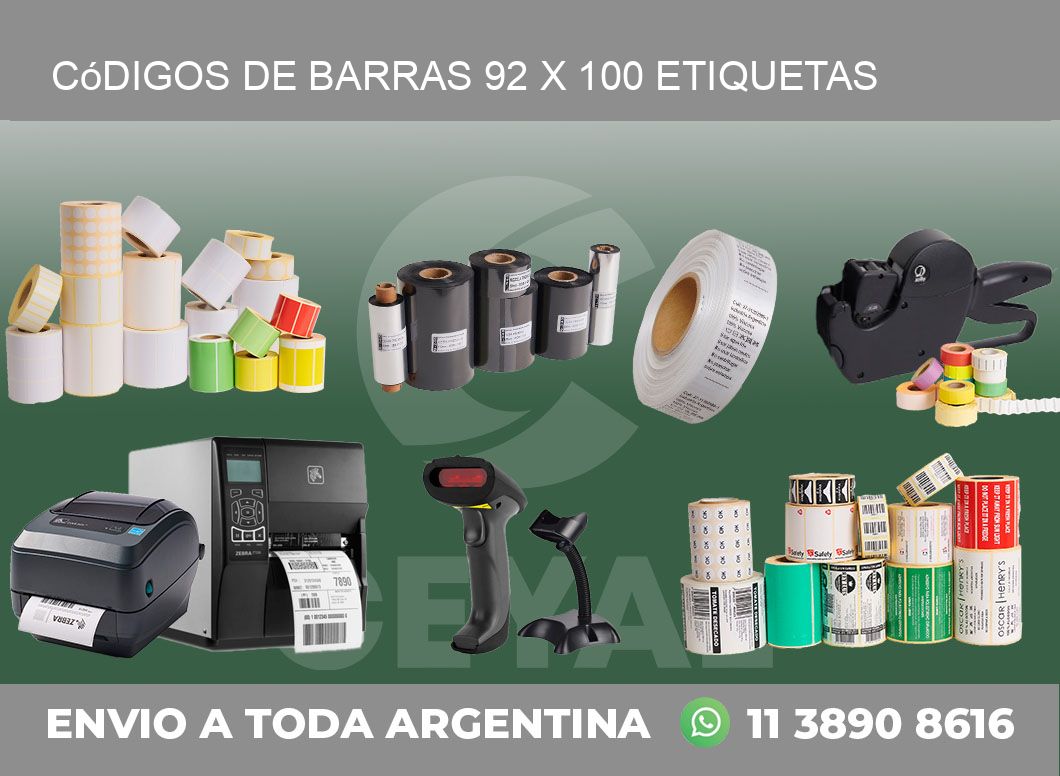 Códigos de Barras 92 x 100 etiquetas