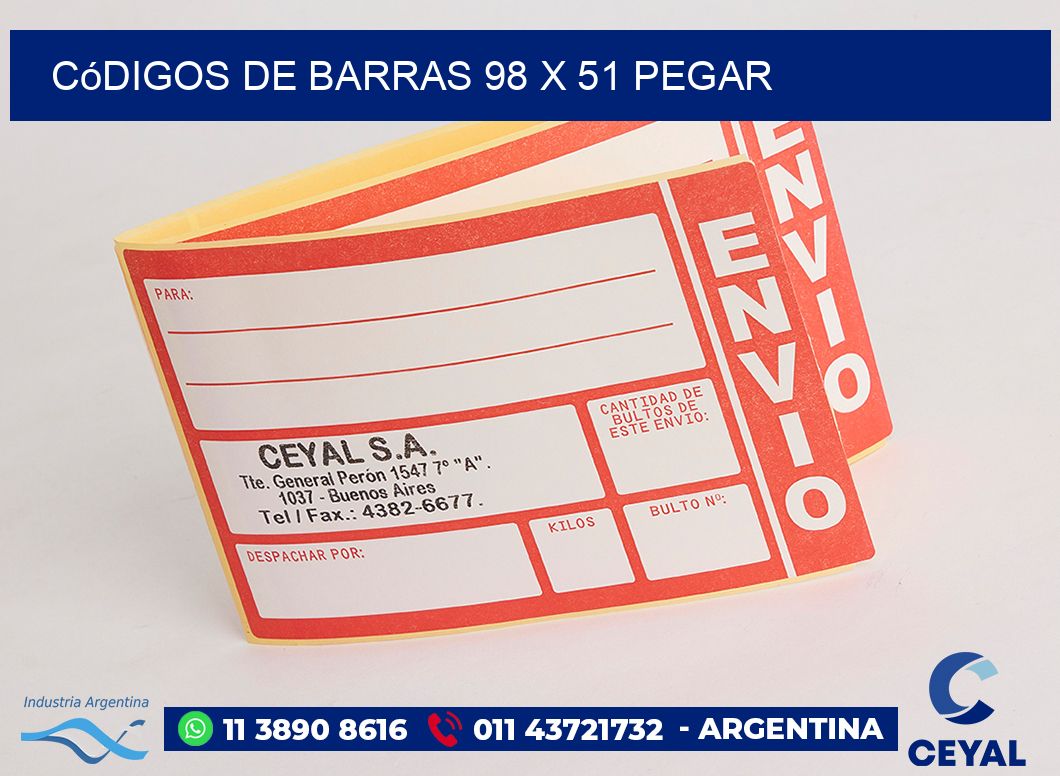 Códigos de Barras 98 x 51 pegar