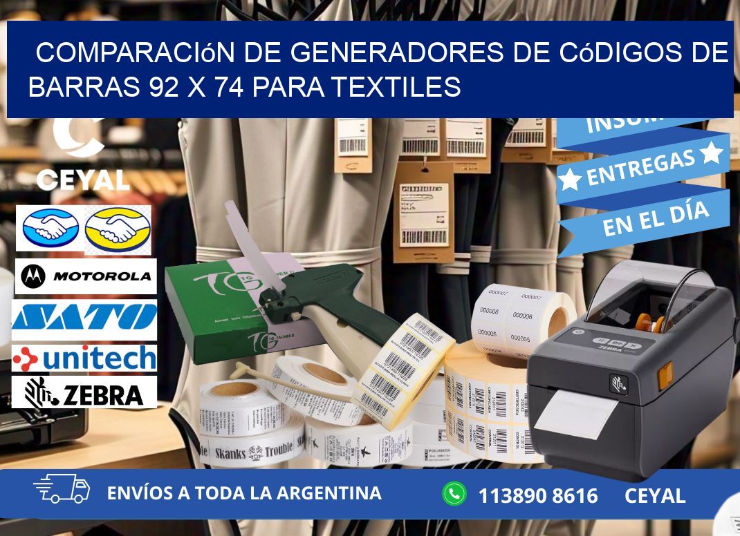 Comparación de Generadores de Códigos de Barras 92 x 74 para Textiles