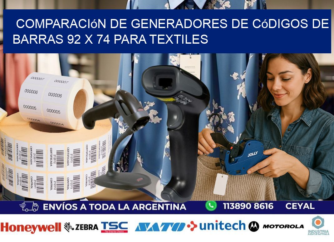 Comparación de Generadores de Códigos de Barras 92 x 74 para Textiles