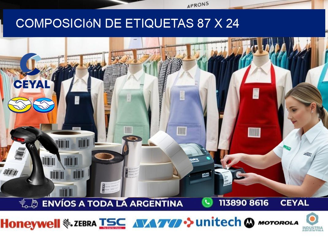 Composición de etiquetas 87 x 24