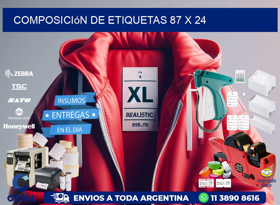 Composición de etiquetas 87 x 24