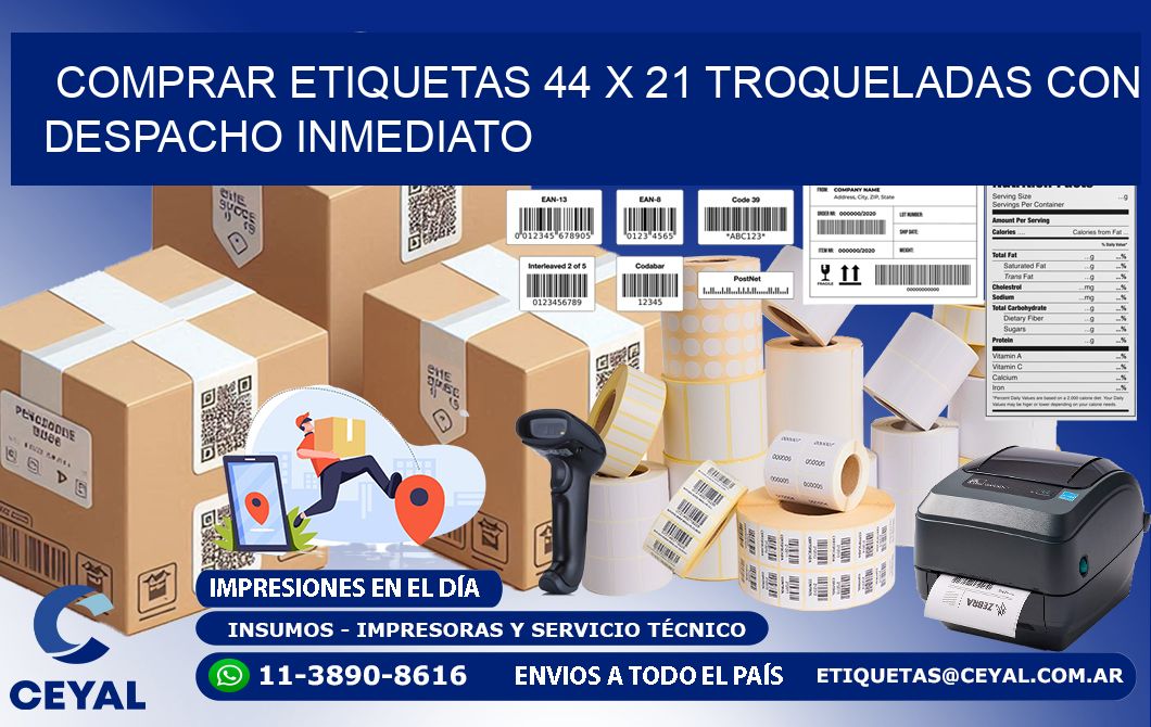 Comprar etiquetas 44 x 21 troqueladas con despacho inmediato