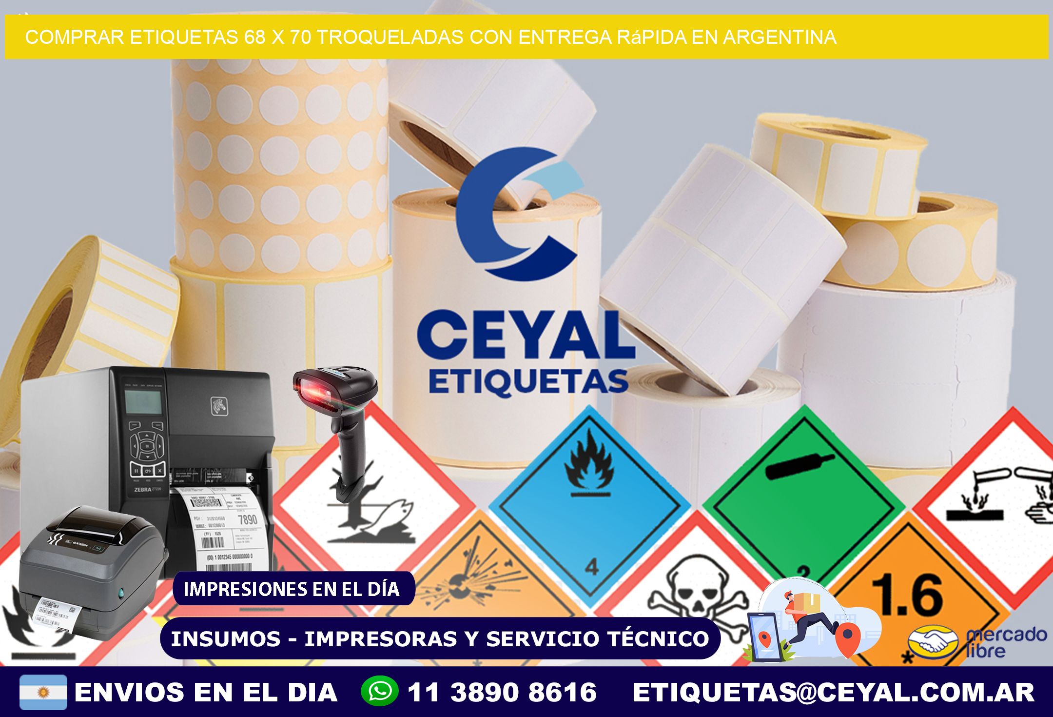 Comprar etiquetas 68 x 70 troqueladas con entrega rápida en Argentina