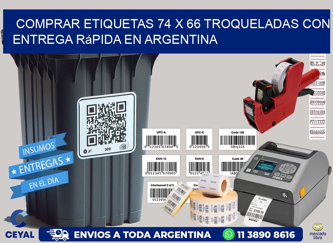 Comprar etiquetas 74 x 66 troqueladas con entrega rápida en Argentina