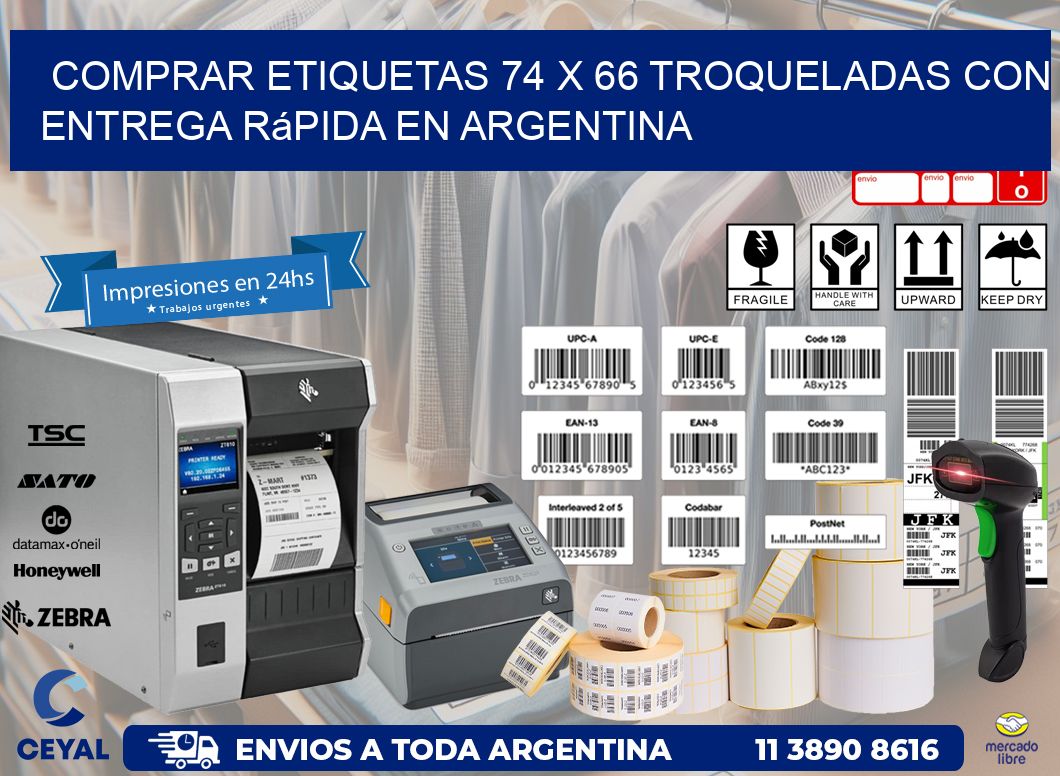 Comprar etiquetas 74 x 66 troqueladas con entrega rápida en Argentina