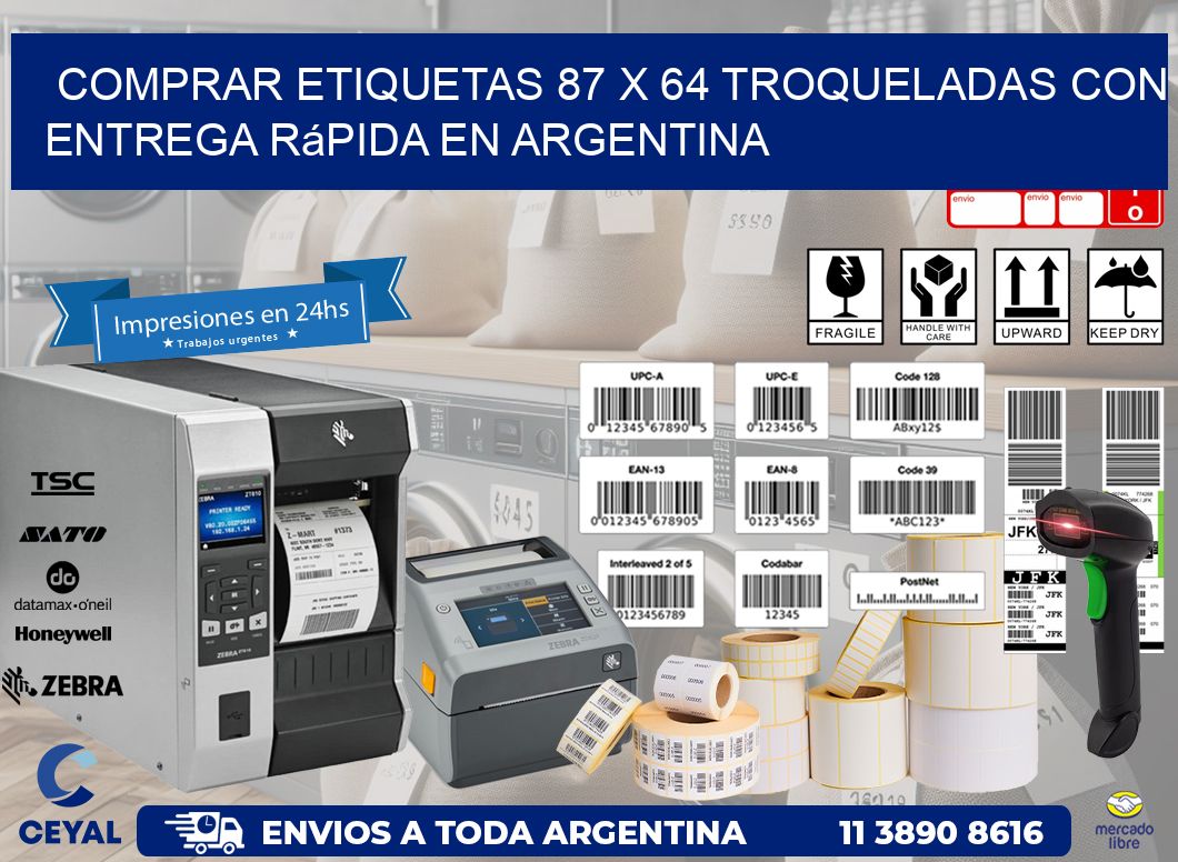Comprar etiquetas 87 x 64 troqueladas con entrega rápida en Argentina