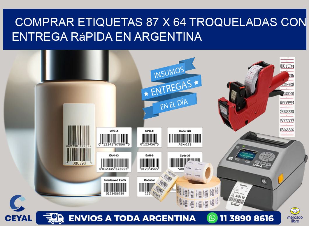 Comprar etiquetas 87 x 64 troqueladas con entrega rápida en Argentina
