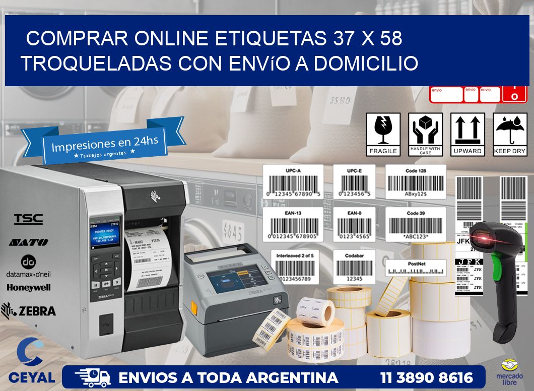 Comprar online etiquetas 37 x 58 troqueladas con envío a domicilio