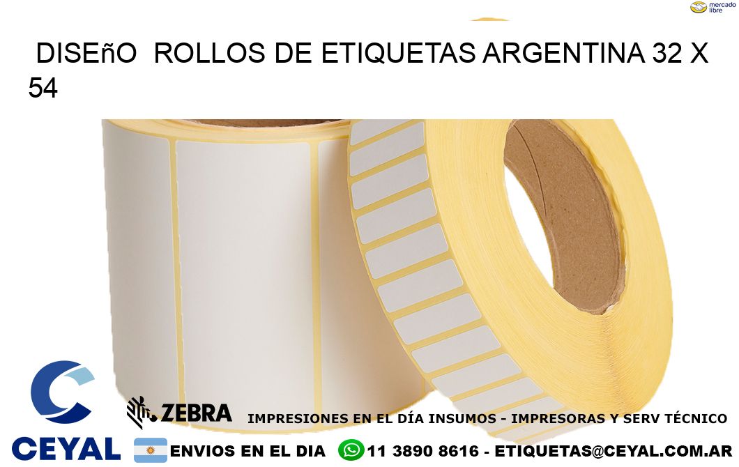 Diseño  ROLLOS DE ETIQUETAS ARGENTINA 32 x 54